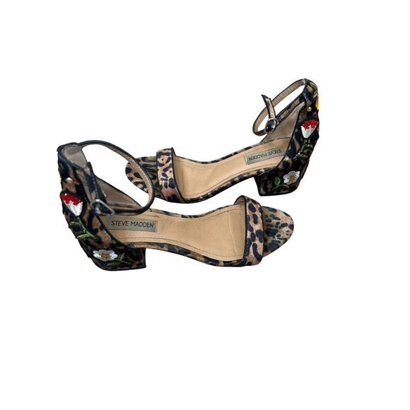 Steve Madden Inca Leopard Multi Embroidered Ankle Strap Heels woman’s size 7.5 - Picture 5 of 9